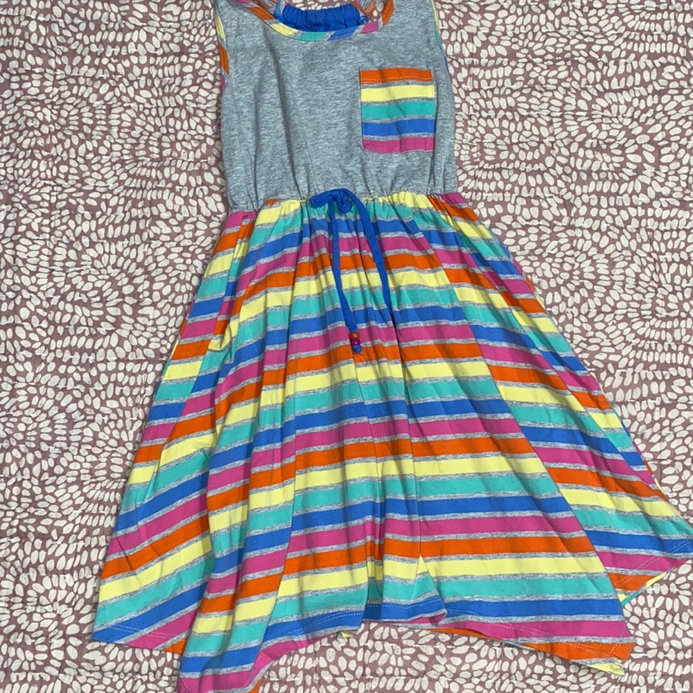 Racer back rainbow striped cotton dress